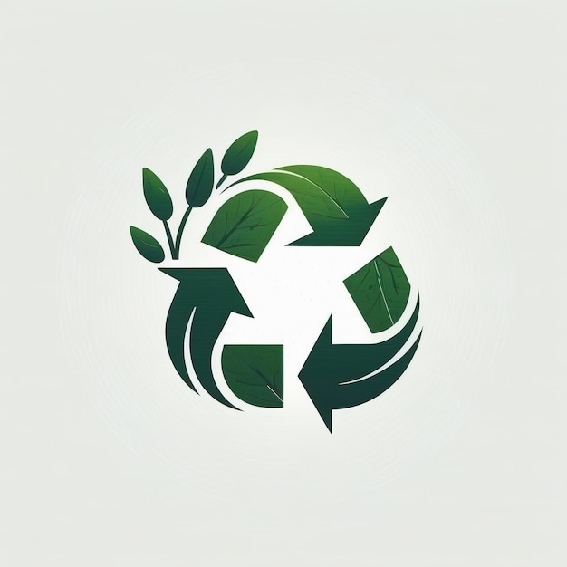 Photo un symbole de recyclage vert entouré de feuilles.