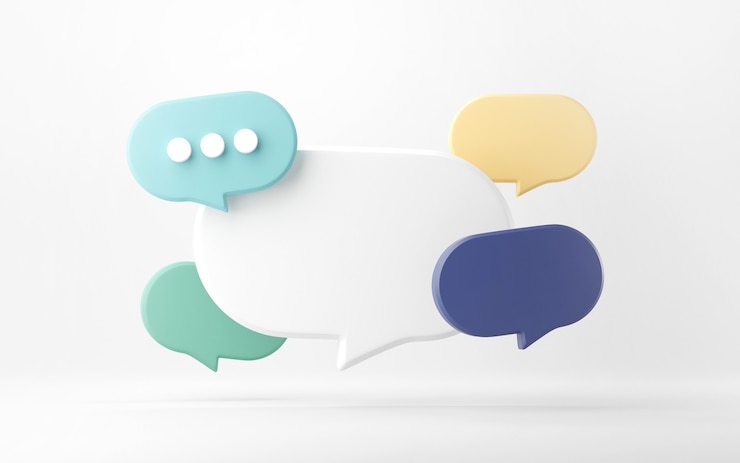 Photo symbole de signe de discussion ou de commentaire sur fond blanc