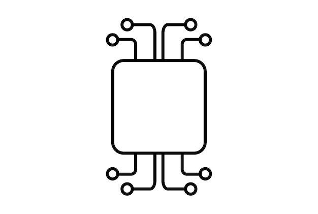 Symbole de site Web d'icône de ligne de puce signe noir d'intelligence artificielle pour l'application ou le Web