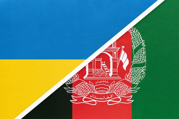 Symbole de l'Ukraine et de l'Afghanistan du pays Drapeaux nationaux ukrainiens contre afghans Relation et partenariat entre deux pays