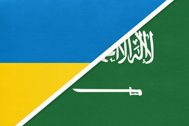 Symbole de l'Ukraine et de l'Arabie saoudite du pays Drapeaux nationaux ukrainiens contre arabes