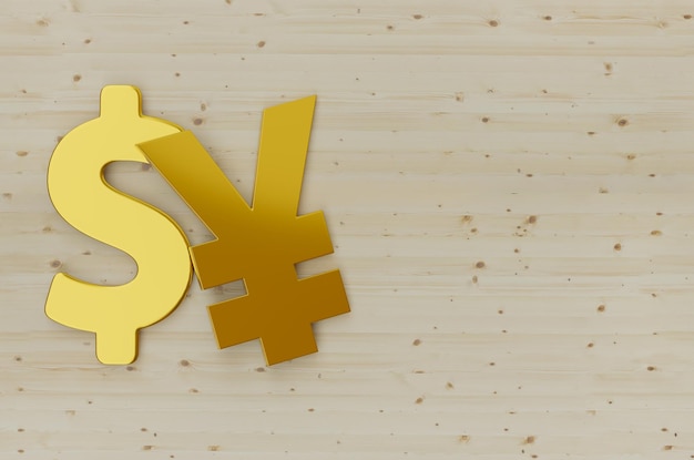 Symbole USDJPY sur fond de bois