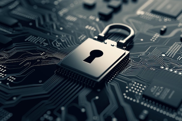 Photo symbole de verrou de clé concept de cybersécurité protégez vos données et les données financières de l'entreprise contre les cyberattaques sécurité des données privées de l'utilisateur chiffrement de ransomware protection des données contre le phishing