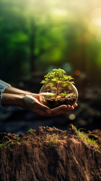 un symbole de vie et de santé une main humaine berçant tendrement un petit arbre prospère une métaphore