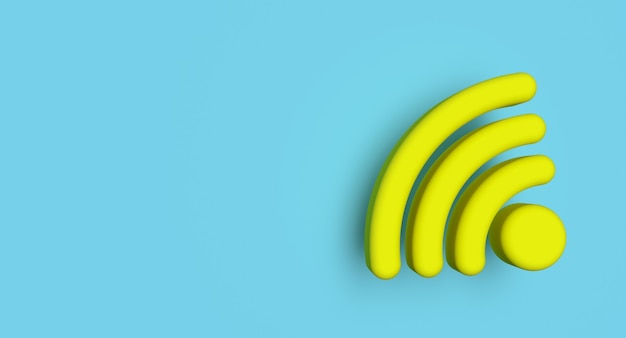 Symbole Wi-fi sur fond. Signe de réseau sans fil. Illustration de concept de technologie de communication. Rendu 3D.