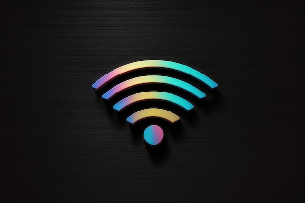 Symbole WiFi coloré sur fond noir