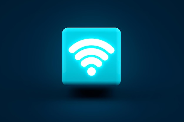 Photo symbole wifi sur fond bleu rendu 3d