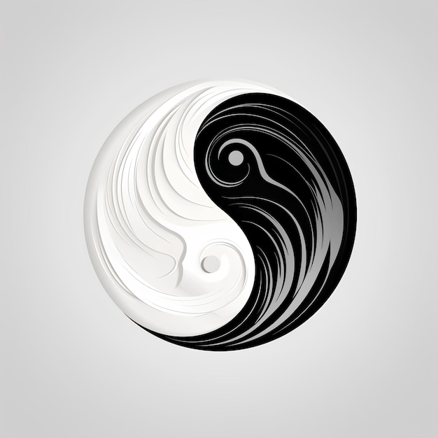 Photo le symbole yin yang avec un tourbillon noir et blanc