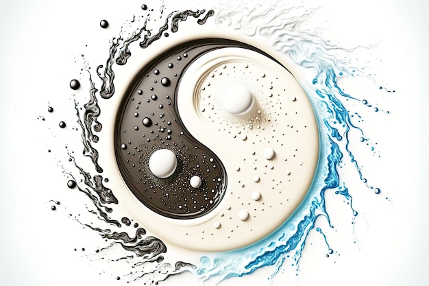 Photo symbole yinyang avec deux points blancs sur fond blanc