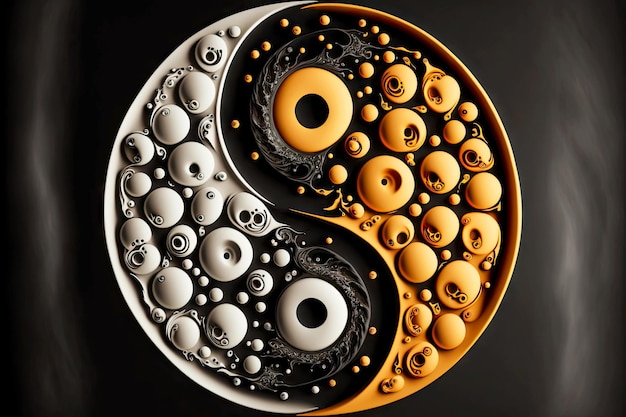 Symbole Yinyang avec des moitiés coulant doucement les unes dans les autres