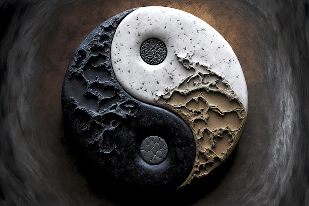 Symbole Yinyang en pierre de différentes couleurs