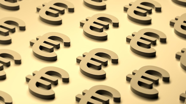 Symboles de l'EURO Bannière des signes de devise de l'euro Concept financier rendu 3D abstrait