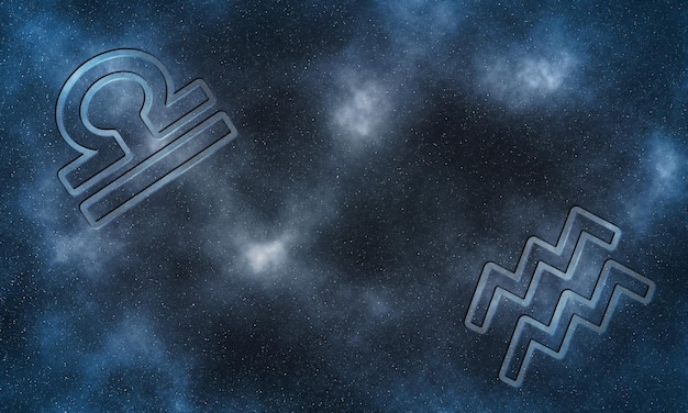 Les symboles de l'horoscope de compatibilité Libra et Aquarius
