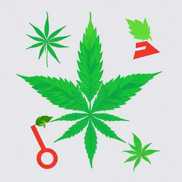 symboles interdits de marijuana de vecteur avec feuille