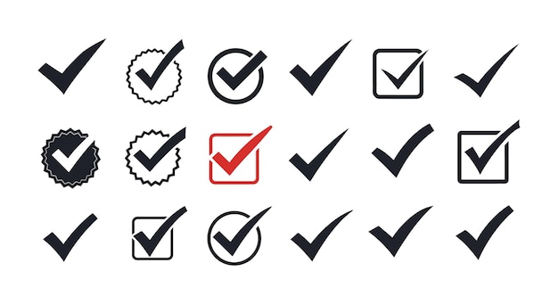 Les symboles de marque de contrôle changent de noir à rouge dans l'art vectoriel minimal