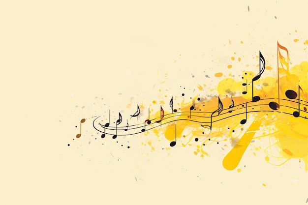 Photo symboles de mélodie musicale vectorielle sur tache jaune