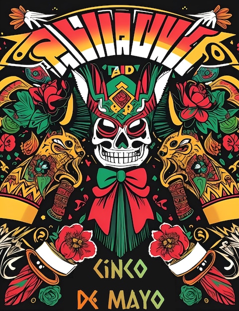 Symboles mexicains motif sans couture cinco de mayo est le jour des morts conception pour T-shirt ai généré