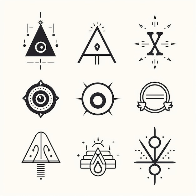 symboles occultes mystiques spirituels 4 symboles d'icônes de cliparts svg