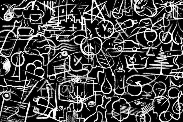 symboles peints au crayon