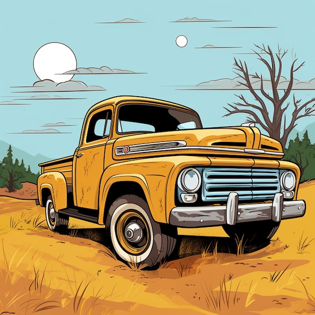 Photo symbolisme emblématique d'un vieux pick-up illustré