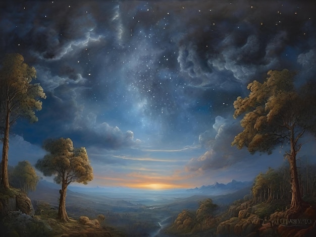La symphonie cosmique Les étoiles et le ciel dévoilés comme une toile de fond majestueuse de la nature