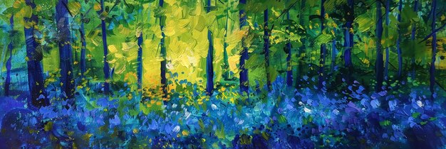 Une symphonie de couleurs Le contraste vibrant d'un bois de bluebell en pleine floraison