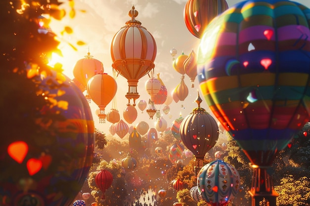 Symphonie de couleurs dans un ballon à air chaud vibrant