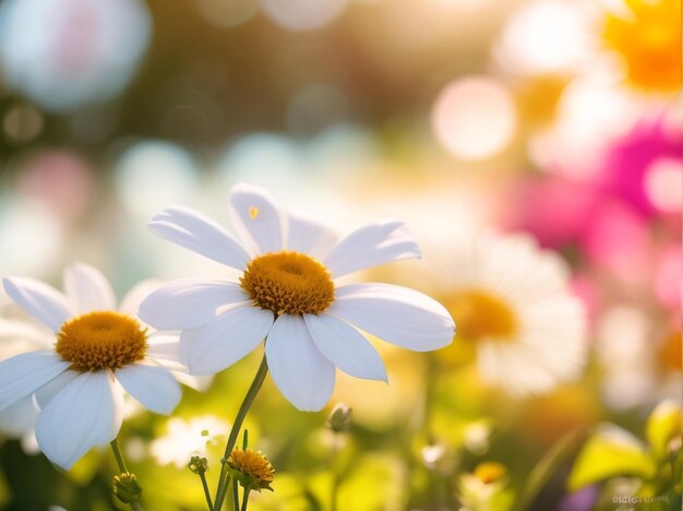 Photo une symphonie en fleurs des fleurs colorées agitant au soleil