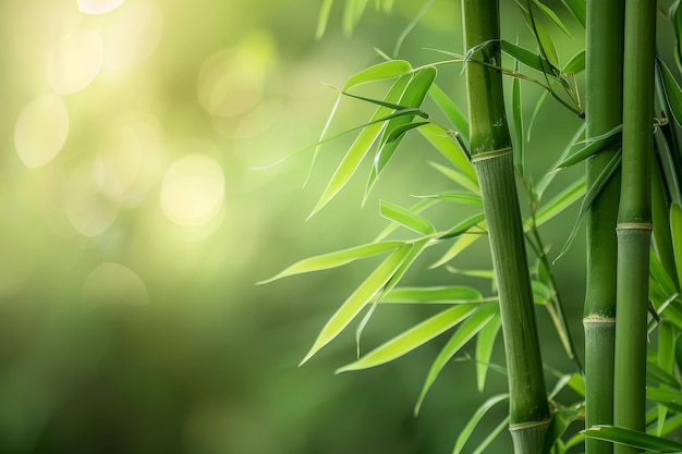 Une symphonie de jeunes pousses de bambou verts germent dans le jardin du printemps