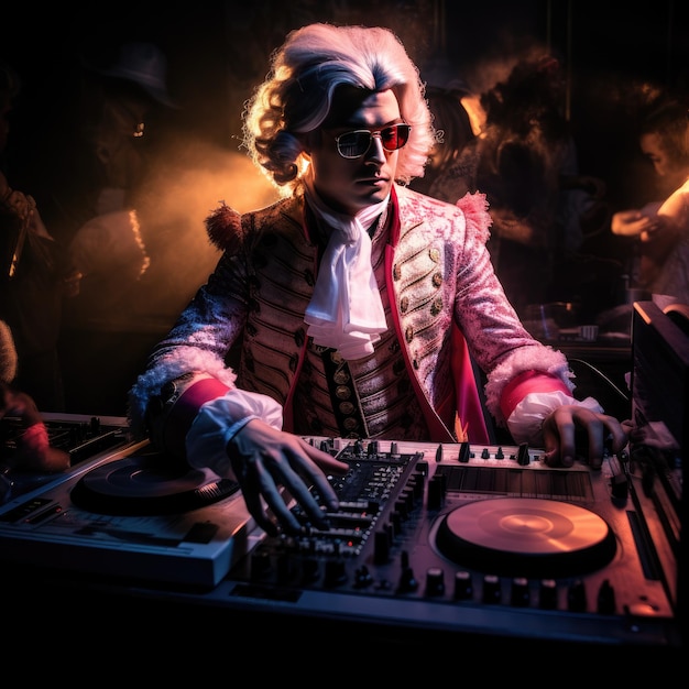 La symphonie moderne de Mozart capturant le Maestro en tant que DJ ultime au club d'Ibiza