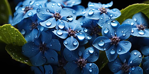 La symphonie de la nature: les fleurs et les feuilles avec les gouttes d'eau