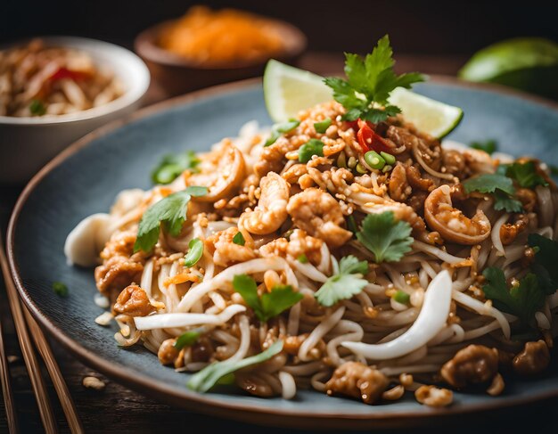 Photo une symphonie de nouilles de riz frites infusées avec d'authentiques saveurs thaïlandaises