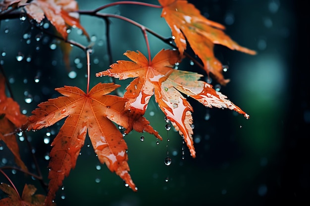 Une symphonie de pluie et de feuilles de pluie Photos