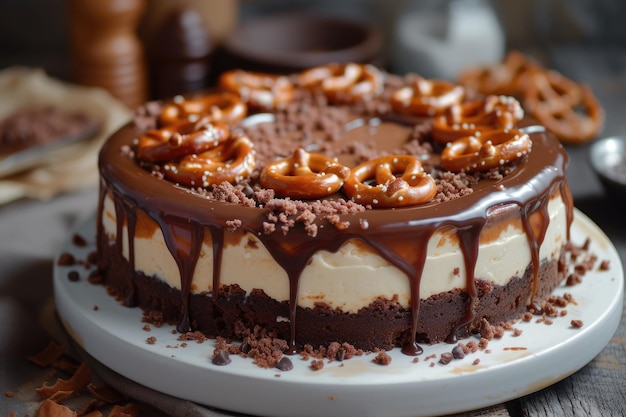 Une symphonie sucrée et salée délicieuse dans un gâteau au fromage au caramel salé