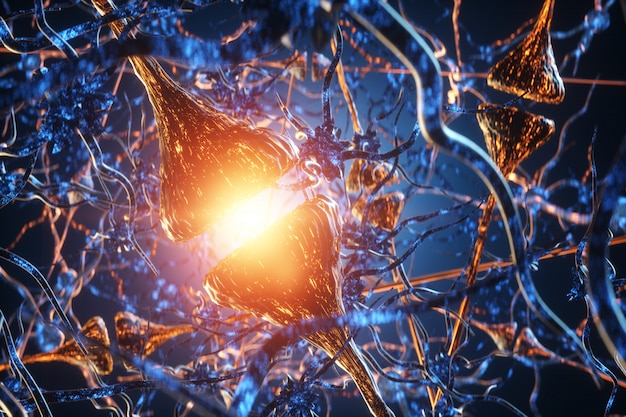 Synapse et neurones dans le cerveau humain