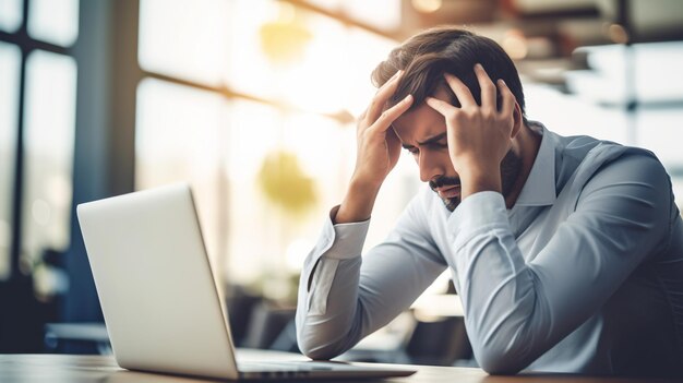 syndrome d'épuisement professionnel de l'ordinateur portable du bureau travaillant à domicile