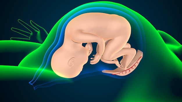 système d'anatomie féminine enceinte rendu en 3D