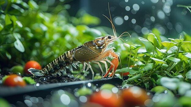 Photo système aquaponique avec papier peint à feuilles d'écran