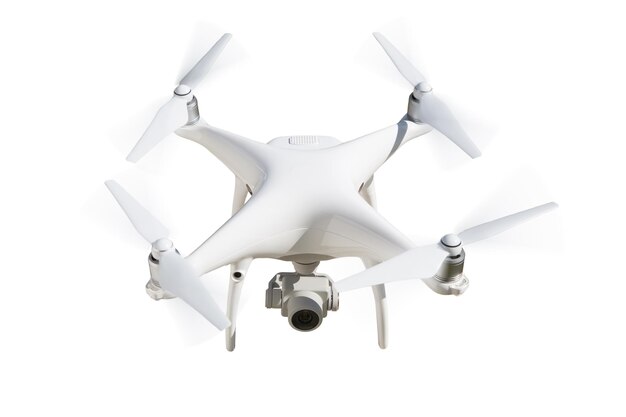 Système d'avion sans pilote UAV Quadcopter Drone isolé sur blanc