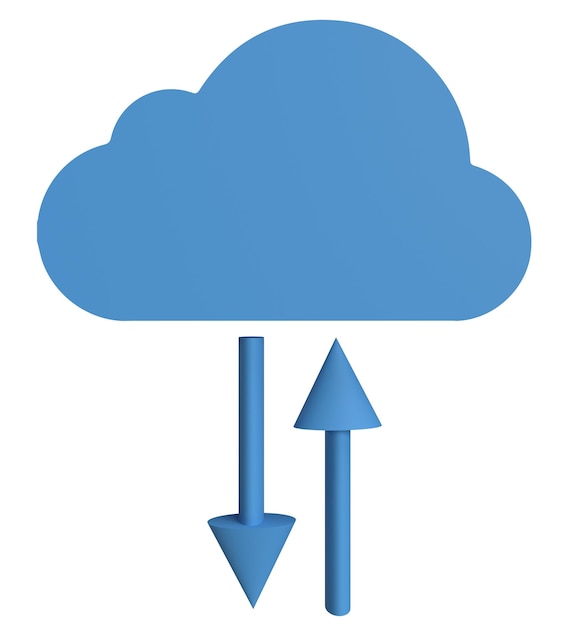 Photo le système de couleur bleue du nuage envoie des informations sur le serveur de communication de l'industrie de la technologie de réseau