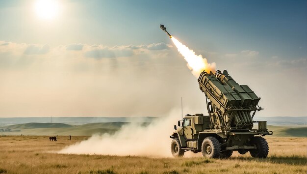 Photo système de défense patriot dans le fond de la journée sur le terrain