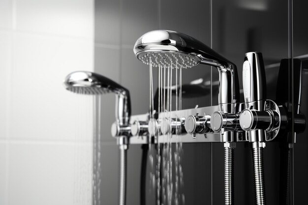 Photo système de douche sur fond blanc