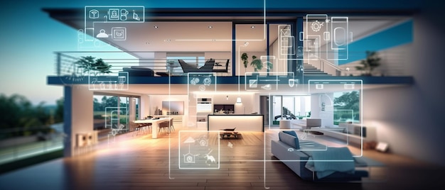 Système de gestion de maison intelligente moderne utilisant la réalité augmentée Smart building