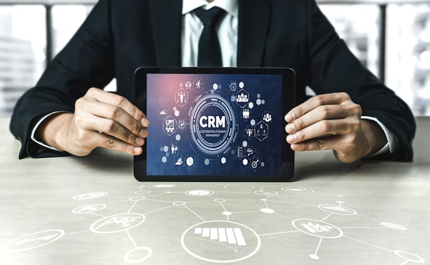Système de gestion de la relation client sur ordinateur moderne pour les entreprises CRM