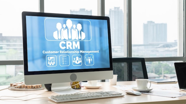 Système de gestion de la relation client sur ordinateur moderne pour les entreprises CRM