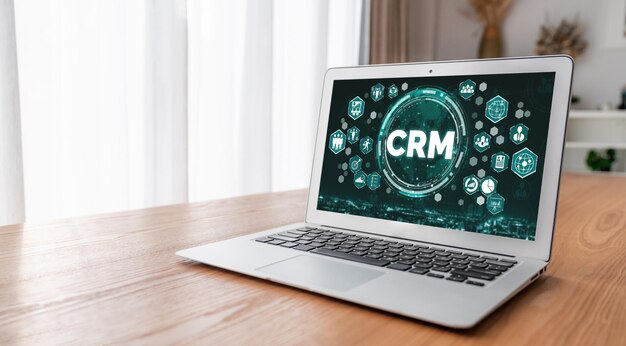 Système de gestion de la relation client sur ordinateur moderne pour les entreprises CRM