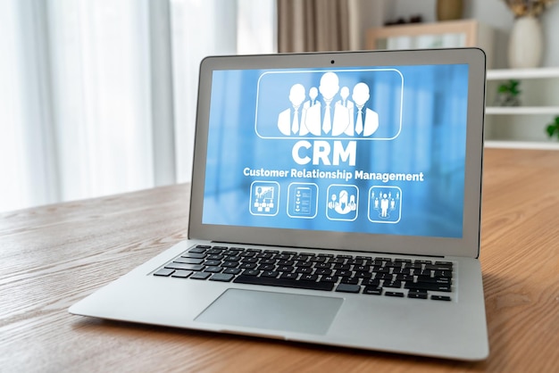 Système de gestion de la relation client sur ordinateur moderne pour les entreprises CRM