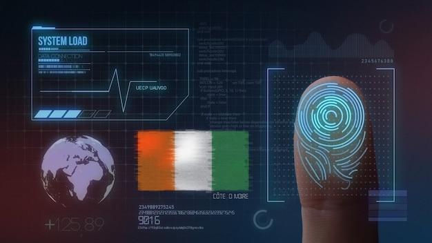 Système d&#39;identification biométrique à balayage d&#39;empreintes digitales. Nationalité ivoirienne