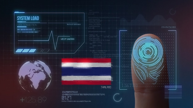 Système d&#39;identification biométrique à balayage d&#39;empreintes digitales. Nationalité thaïlandaise