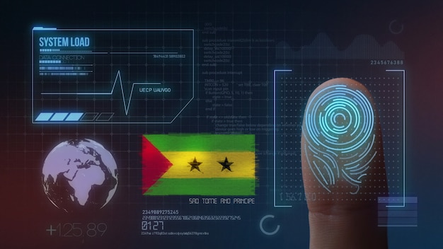 Système d&#39;identification biométrique à balayage d&#39;empreintes digitales. São Tomé et Príncipe Nationalité